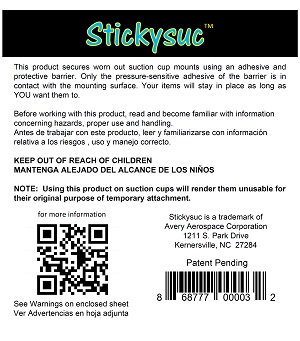 Stickysuc Suction Cup Adhesion Kit Packaging - Back